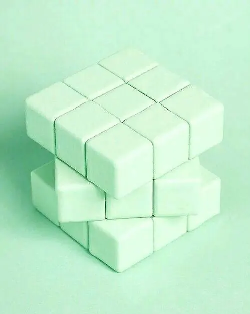 3D White Cube Structure, minimal, geometric, vibrant