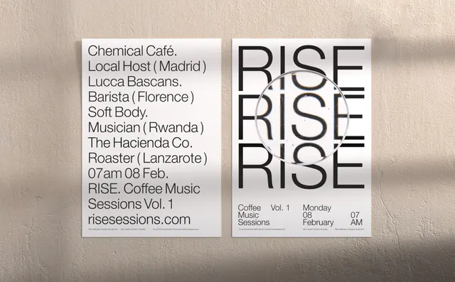 RISE Coffee Music Sessions Identity, minimal, swiss, monochrome