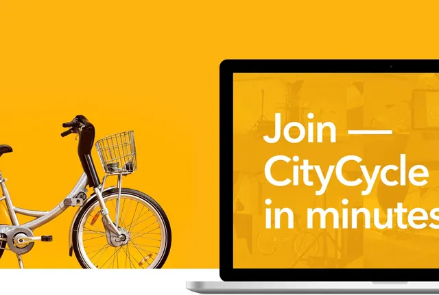 CityCycle Promotion Mockup, minimal, flat, vibrant
