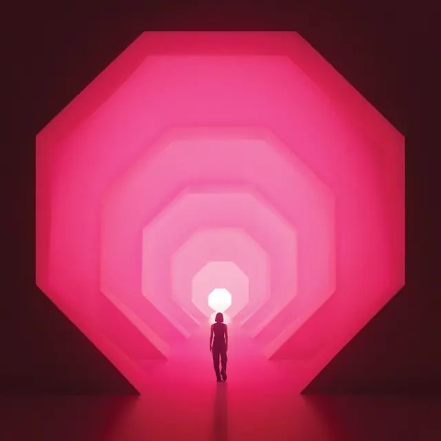 Glowing Hexagonal Tunnel, abstract, geometric, vibrant