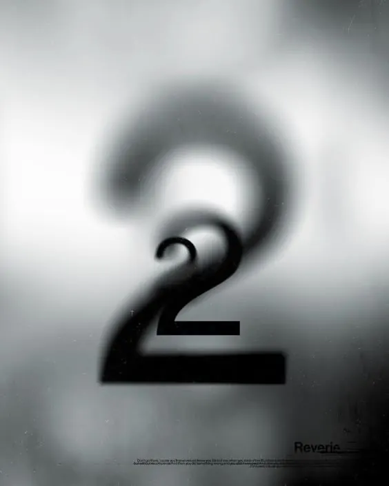 Abstract Number Two Graphic, minimal, monochrome, monochrome