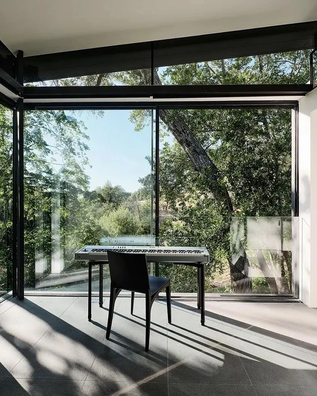 Modern Office Interior with Garden View, minimal, light-mode, light