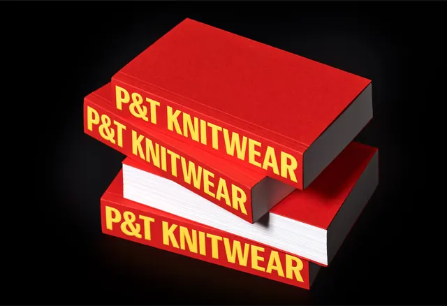 P&T Knitwear Logo Mockup, 3d-render, minimal, high-contrast