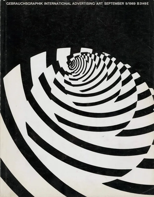 Optical Illusion Spiral Graphic, minimal, brutalist, monochrome