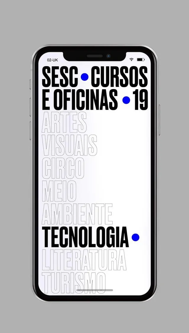 SESC Cursos e Oficinas Identity, swiss, minimal, high-contrast