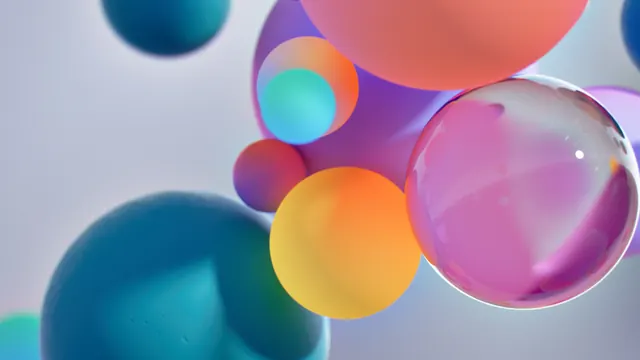 Iridescent Spheres Composition, 3d-render, gradient-heavy, vibrant