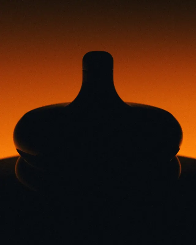 Silhouette against orange gradient, minimal, gradient-heavy, vibrant