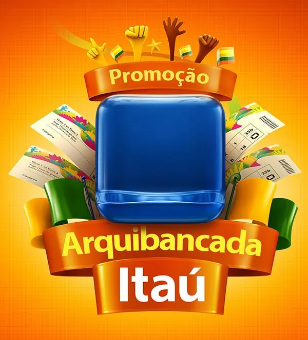 Promocão Arquibancada Itaú Advertisement, maximalist, playful, vibrant