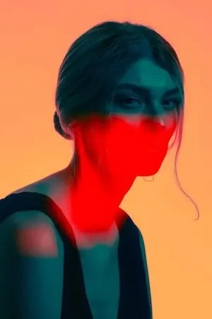 Abstract Portrait with Red Overlay, abstract, vibrant