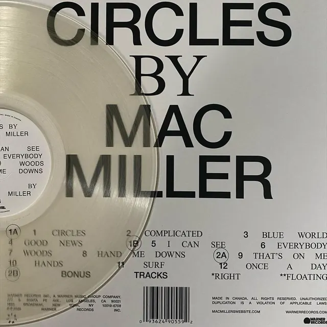 Circles by Mac Miller Vinyl Mockup, minimal, swiss, monochrome
