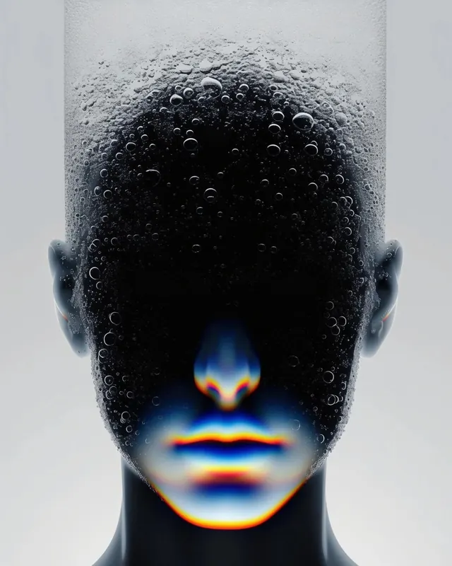 Abstract Humanoid Portrait with Texture, abstract, dark-mode, dark