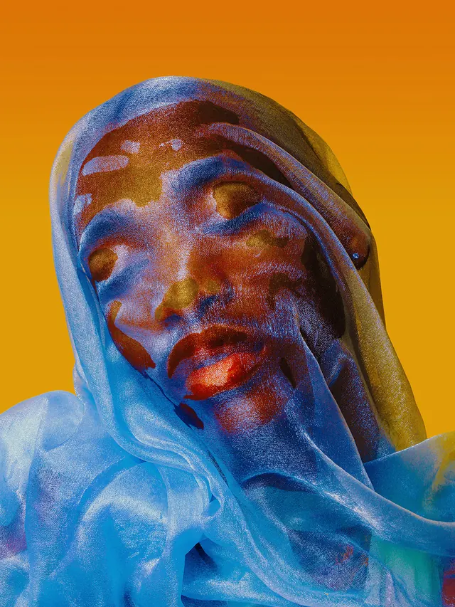 Abstract Portrait with Fluid Textures, maximalist, organic, vibrant