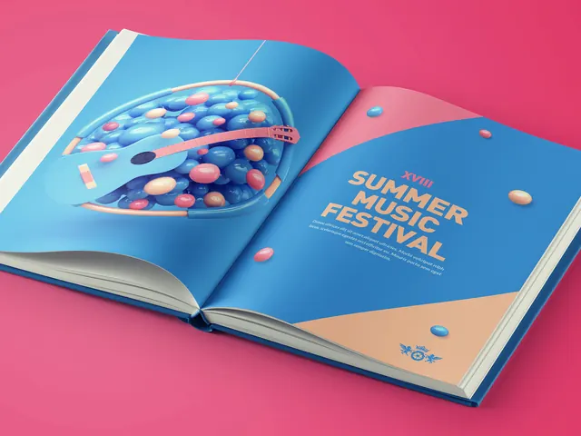 Summer Festival Brochure Mockup, playful, flat, vibrant
