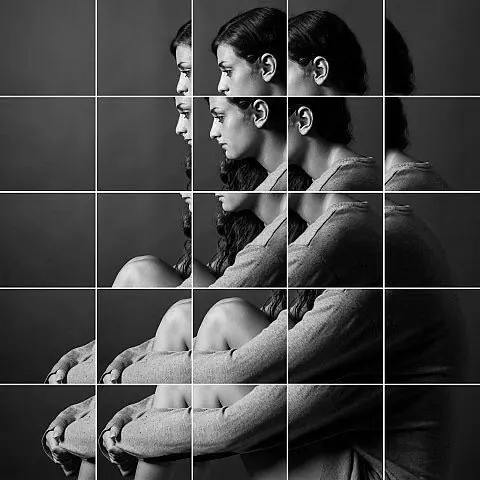 Monochrome Grid Portrait, monochrome, minimal, monochrome