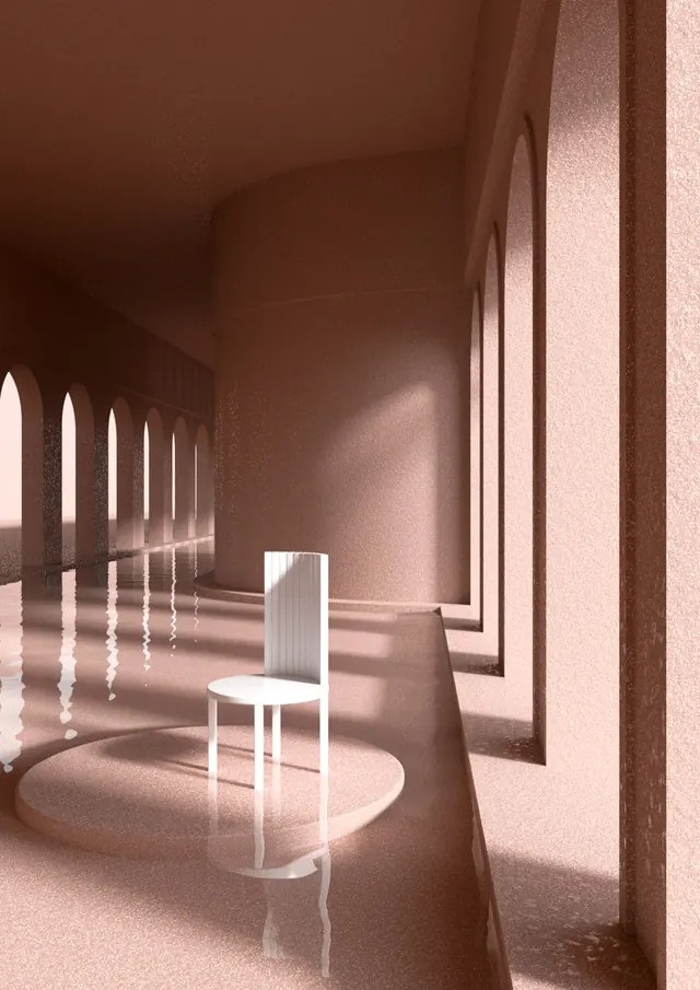 Minimalist Architectural Interior Render, minimal, 3d-render, warm