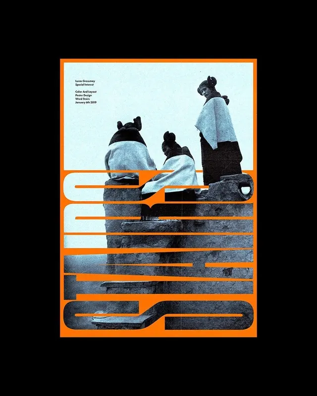 Abstract Graphic Composition with Figures, minimal, geometric, high-contrast