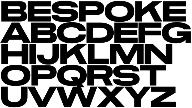 Bespoke bold black alphabet poster, minimal, bold, light