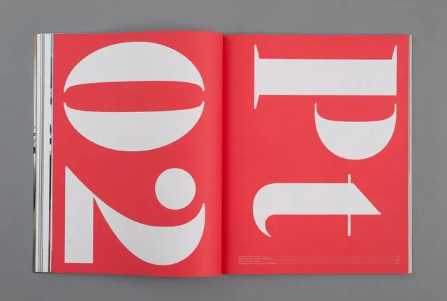 Red and White Typographic Layout, minimal, geometric, high-contrast