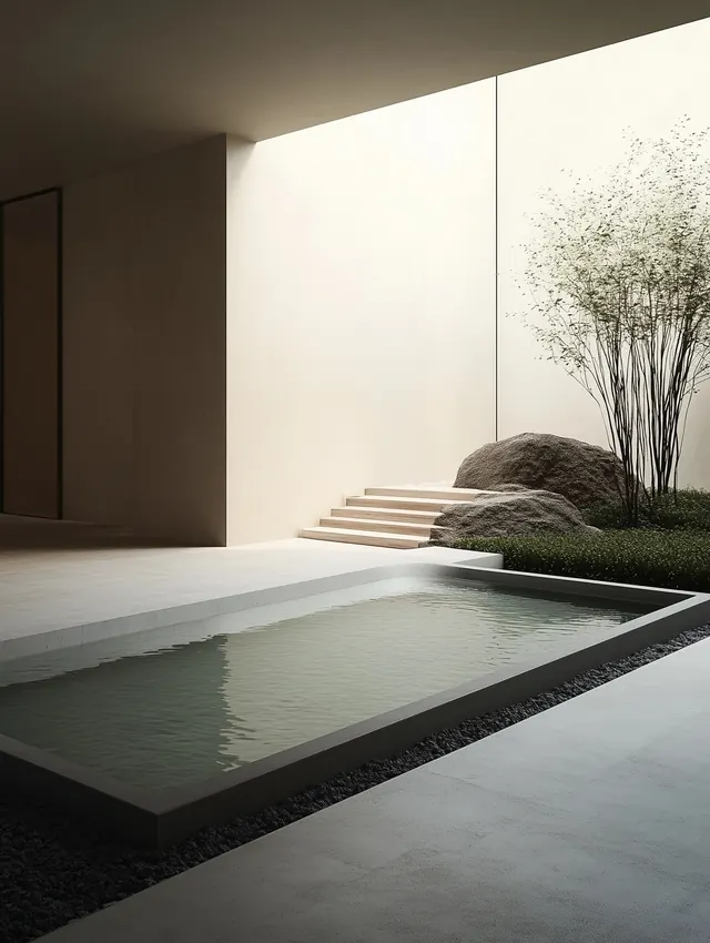 Minimalist Interior Pool Space, minimal, luxury, muted