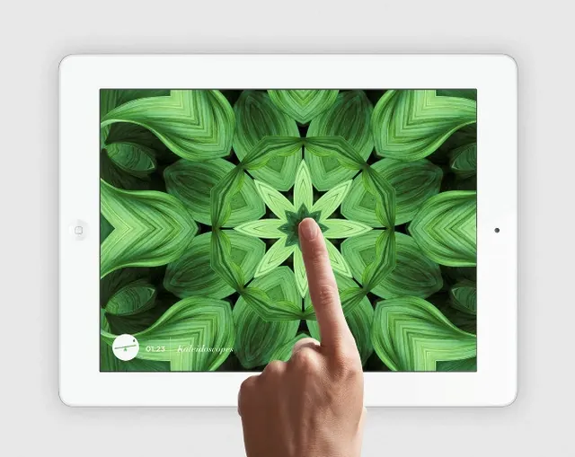 Green Mandala Pattern on Tablet, organic, geometric, vibrant