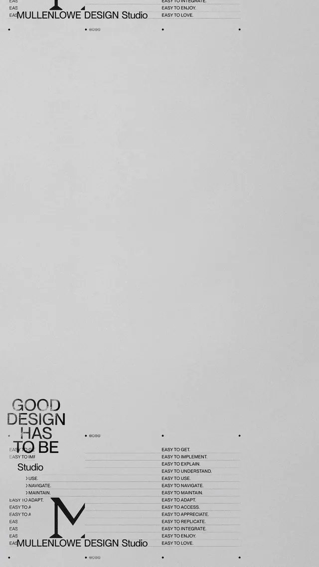 Studio Design Identity Layout, minimal, swiss, monochrome