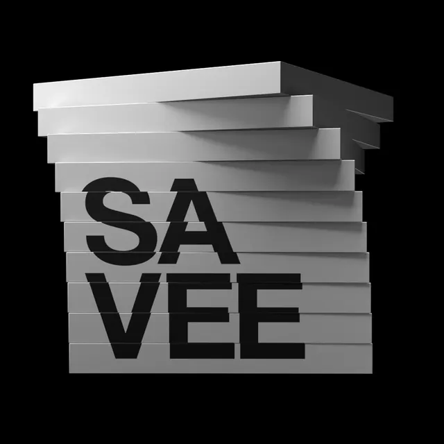 Savee Wordmark and Stacked Graphic, minimal, brutalist, monochrome