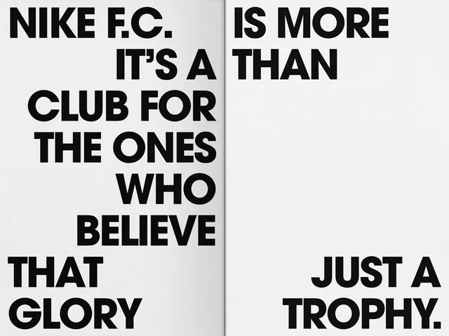 Nike F.C. Typography Layout, minimal, swiss, monochrome
