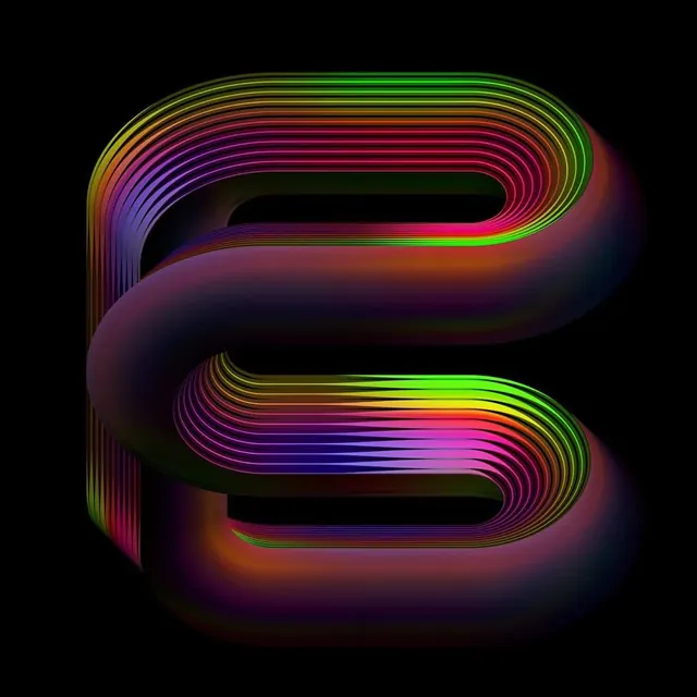 Iridescent S-Curve Graphic, 3d-render, gradient-heavy, vibrant