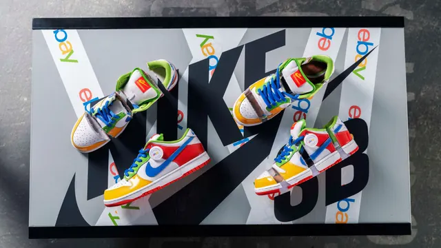 Sneaker Brand Identity Spread, neo-brutalist, maximalist, high-contrast