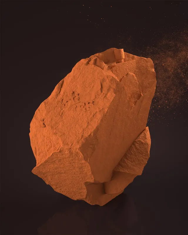 3D Render of Orange Mineral Rock