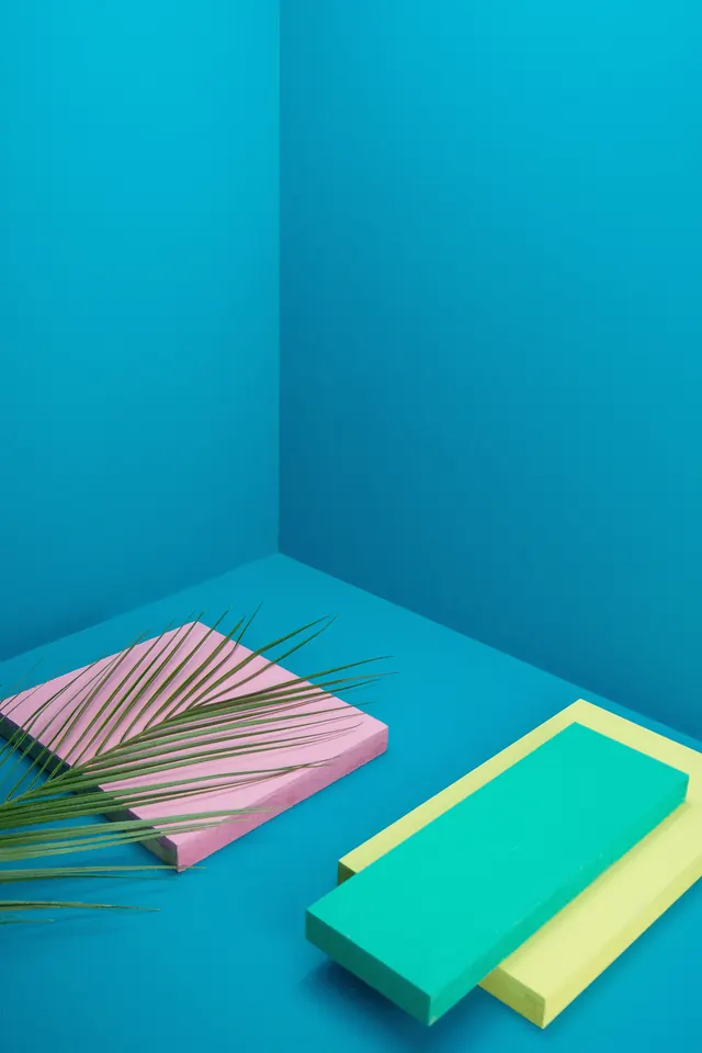Blue and Yellow Geometric Composition, geometric, abstract, vibrant