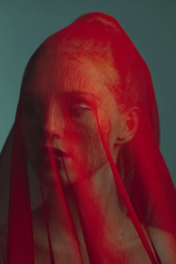 Red Abstract Portrait, abstract, maximalist, vibrant