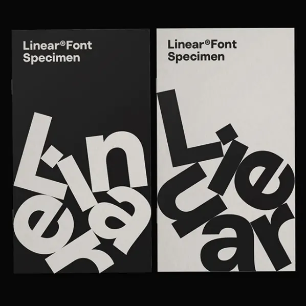Linear Font Specimen, brutalist, monochrome, high-contrast