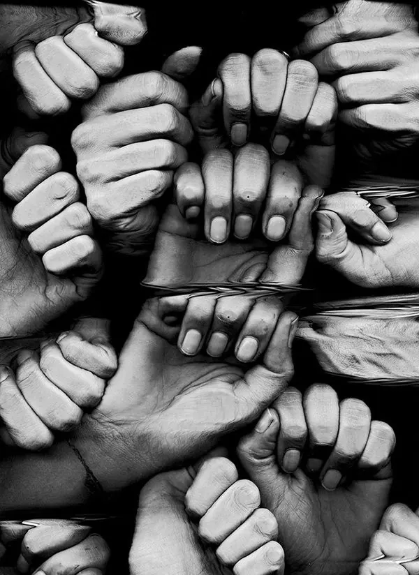 Monochrome Hand Collage, monochrome, brutalist, monochrome