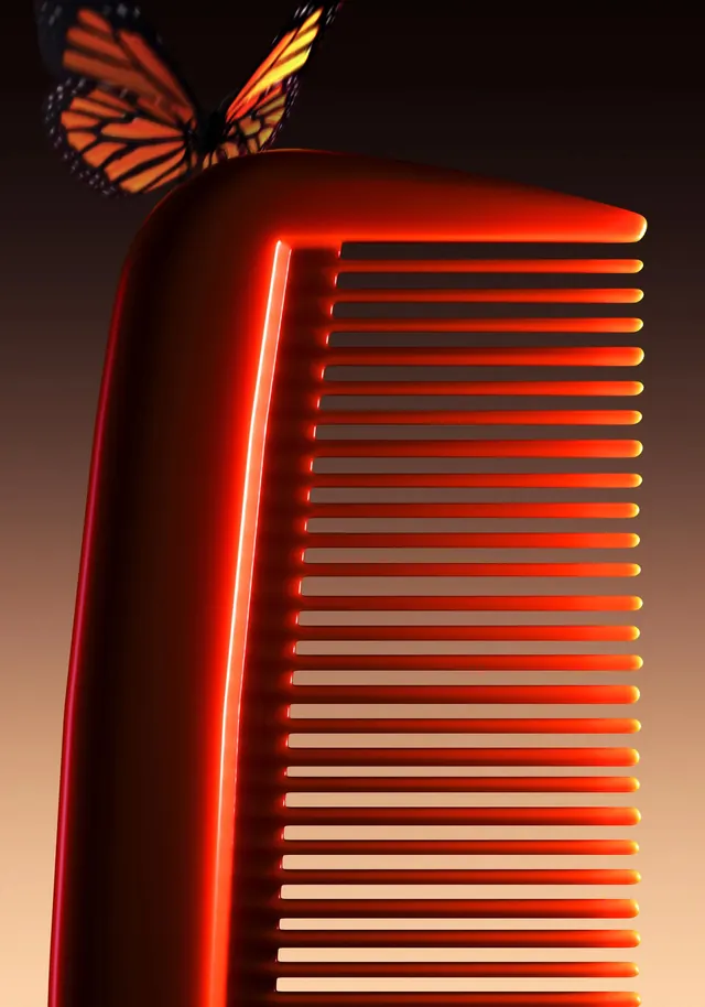 Red Abstract Form with Butterfly, 3d-render, abstract, dark