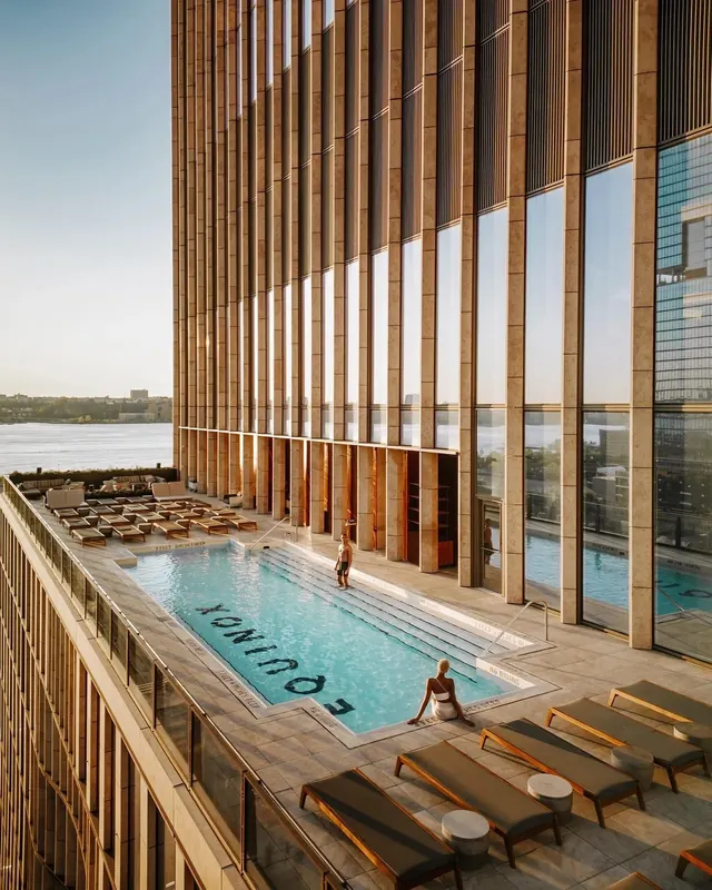 Modern Outdoor Pool and Lounge Area, luxury, minimal, warm
