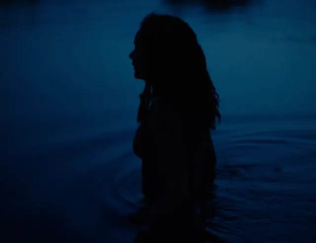 Silhouette in Water, minimal, dark-mode, dark