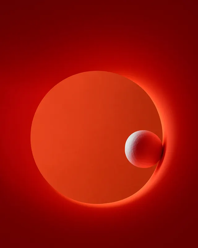 Red Spheres Composition, minimal, 3d-render, vibrant