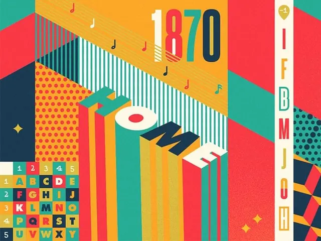 Abstract Geometric Typography Composition, maximalist, geometric, vibrant
