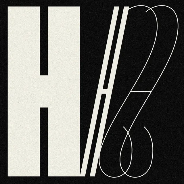 H2 Typography Composition, minimal, brutalist, monochrome