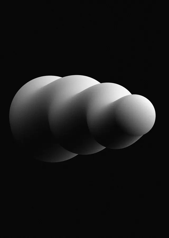 Abstract 3D spheres with soft gradient, 3d-render, minimal, monochrome
