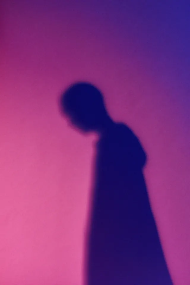 Purple Silhouette Portrait, abstract, gradient-heavy, vibrant