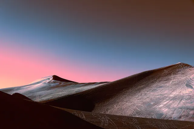 Mountain Landscape at Dusk, minimal, photographic, high-contrast