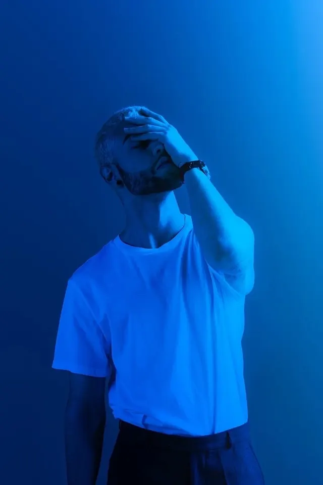 Monochromatic blue gradient composition, gradient-heavy, minimalist, vibrant