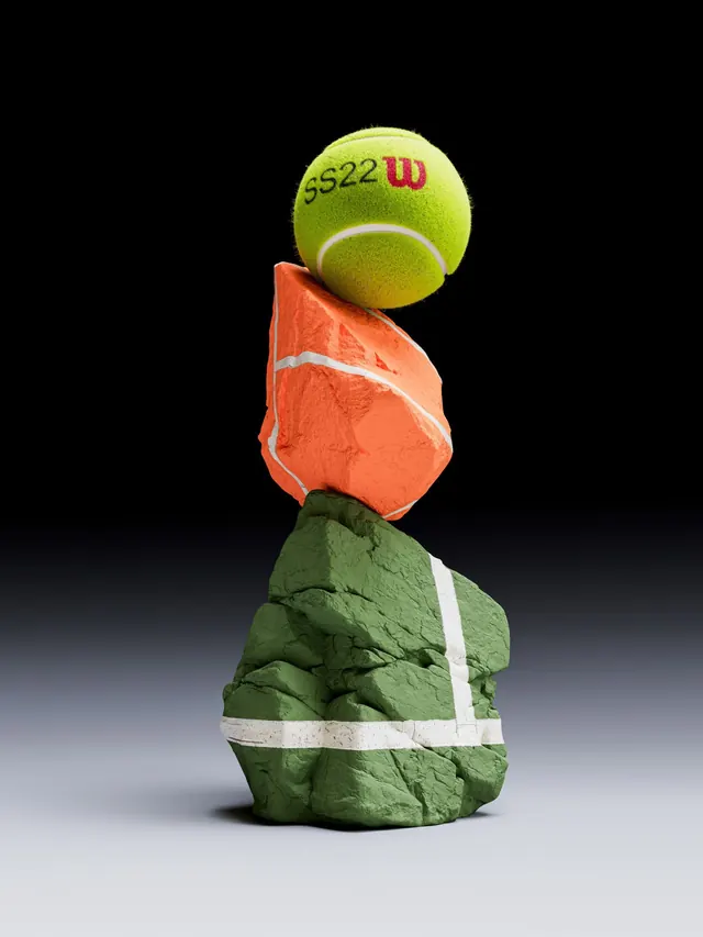 Wilson tennis ball sport mockup stack, 3d-render, playful, vibrant