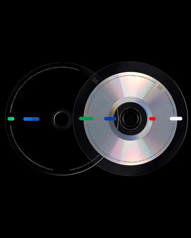 CD disc technical product visualization with colored indicators, technical, 3d-render, dark
