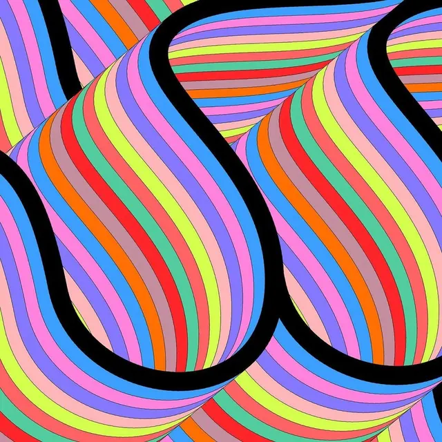 Curved striped abstract composition, abstract, gradient-heavy, vibrant