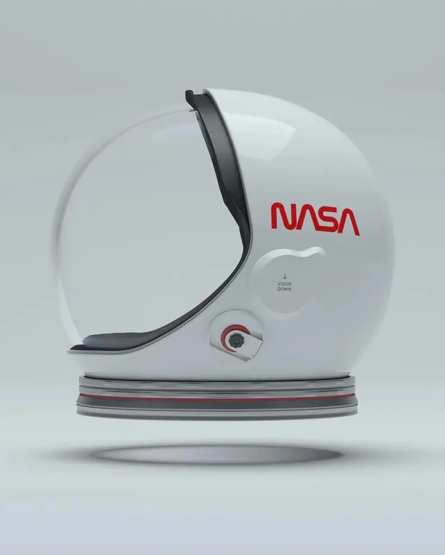 NASA astronaut helmet 3D render concept, 3d-render, minimal, light