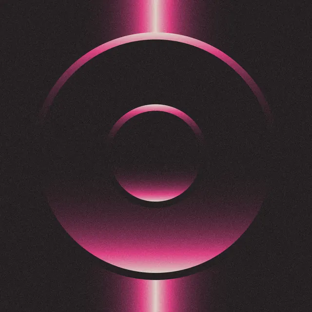 Neon pink geometric abstract composition, abstract, gradient-heavy, dark