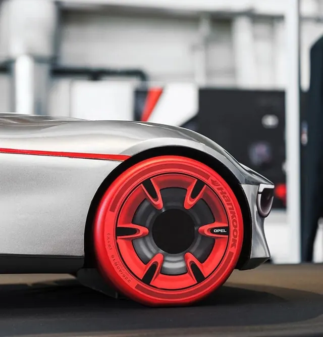 Opel electric car 3D render with neon wheel detail, 3d-render, minimal, light